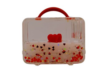 Kalpli Sıvı Işıltılı Dekoratif Biblo Valiz - Thumbnail