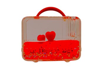 Kalpli Sıvı Işıltılı Dekoratif Biblo Valiz - Thumbnail