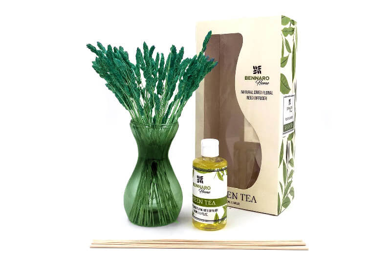 Bennaro Home Green Tea Natural Dried Floral Reed Diffuser 100ML 