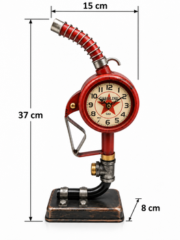 Antiq Design - Kırmızı Metal Saatli Benzin Pompası Masa Saati (1)