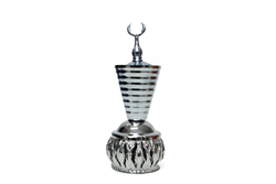Buhurdanlık Cam Metal Dekorlu Kapak Gümüş - 1