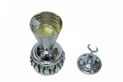 Buhurdanlık Cam Metal Dekorlu Kapak Gümüş - 2