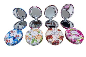  - Cep Aynası Oval Tombul Taşlı Flowers
