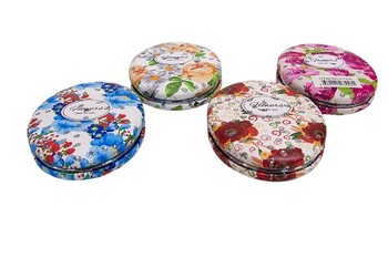 Cep Aynası Oval Tombul Taşlı Flowers - Thumbnail