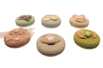  - Fabric Touch Round Mini Mirror - Tül Kumaş Kaplamalı Mini Ayna