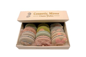  - Fabric Touch Round Mini Mirror - Tül Kumaş Kaplamalı Mini Ayna (1)