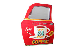Dekoratif Coffee Temalı Kırmızı Araba Kapısı Ayna - Thumbnail