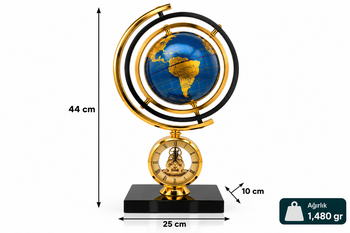 Antiq Design - Dekoratif Gold Dünya Küresi ve Masa Saati (1)