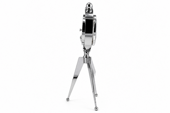 Dekoratif Gümüş Renkli Mekanizmalı Tripod Masa Saati - Thumbnail