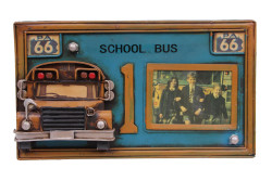 Mnk - Dekoratif Metal Çerçeve Okul Otobüsü Dekorlu