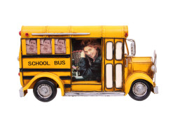 Mnk - Dekoratif Metal Çerçeve Okul Otobüsü Temalı