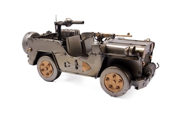 Dekoratif Metal Askerî Jip & Makineli Tüfek Modeli - 1