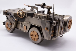 Dekoratif Metal Askerî Jip & Makineli Tüfek Modeli - 4