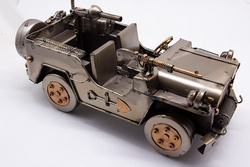 Dekoratif Metal Askerî Jip & Makineli Tüfek Modeli - 5