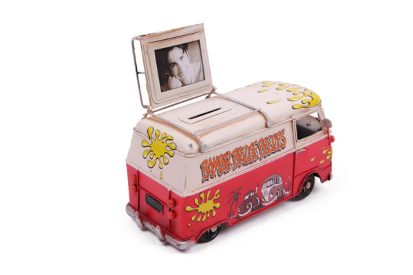 Dekoratif Metal Minibüs Çerçeveli ve Kumbaralı - 3