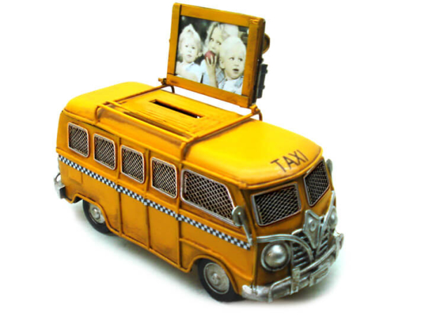 Dekoratif Metal Minibüs Çerçeveli ve Kumbaralı - 1
