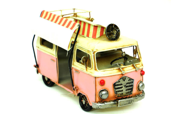 Dekoratif Metal Pembe Vosvos Minibüs – Çerçeveli ve Tenteli - 2
