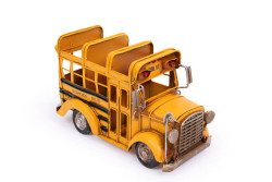 Mnk - Dekoratif Metal Araba Okul Otobüsü Kalemlik