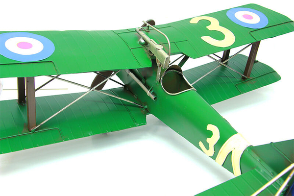 Dekoratif Metal Çift Kanatlı Uçak – Yeşil - 5