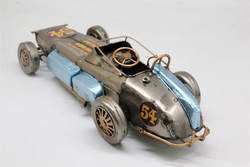 Dekoratif Metal Yarış Araba Modeli Mavi 54 no - 3
