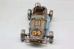 Dekoratif Metal Yarış Araba Modeli Mavi 54 no - 4