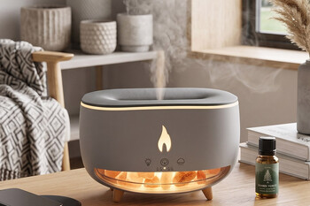 Doğal Kaya Tuzu Terapi Lambası & Alev Efektli Aroma Diffuser - Thumbnail