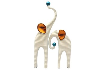 Elephant with Ball İkili Abstract Figür - Thumbnail