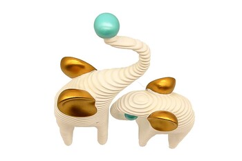 Elephant with Ball İkili Abstract Figür - Thumbnail