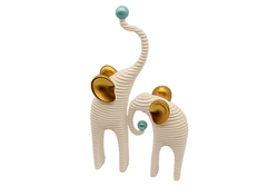 Elephant with Ball İkili Abstract Figür - 8