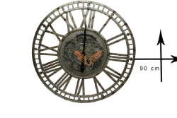 Crownwell - Yuvarlak Roma Rakamlı Metaloksit Çarklı Metal Duvar Saati (1)