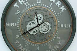 Yuvarlak Roma Rakamlı Time Company Bazaltoksit Çarklı Metal Duvar Saati - Thumbnail