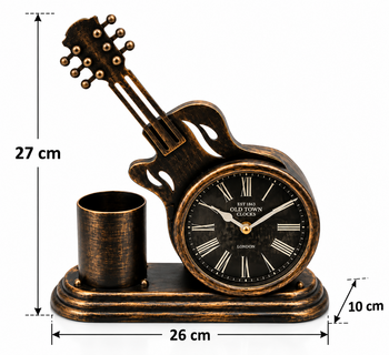 Antiq Design - Gitar tasarımlı Kalemlikli Retro Masa Saati (1)