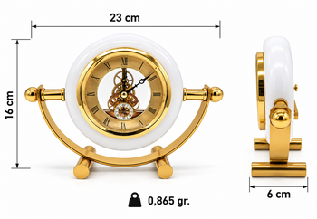 Antiq Design - Gold Ahşap Gövde Beyaz Dekoratif Masa Saati – Roma Rakamlı Tasarım (1)