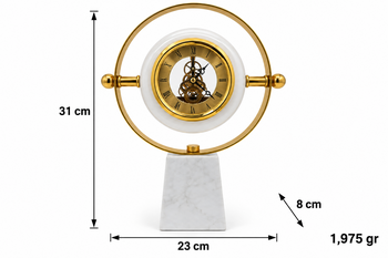 Antiq Design - Gold Çerçeveli Mermer Tabanlı Dekoratif Masa Saati (1)
