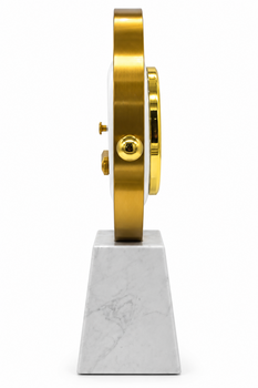 Gold Çerçeveli Mermer Tabanlı Dekoratif Masa Saati - Thumbnail