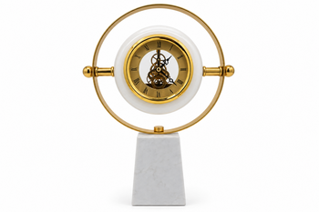 Antiq Design - Gold Çerçeveli Mermer Tabanlı Dekoratif Masa Saati