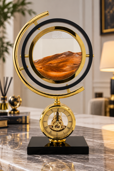 Gold Dekoratif Kum Sanatı ve Masa Saati - Thumbnail