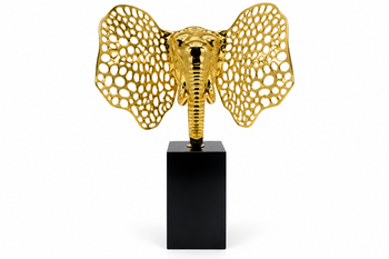 Antiq Design - Gold Renkli Ahşap Kaideli Dekoratif Fil Biblo