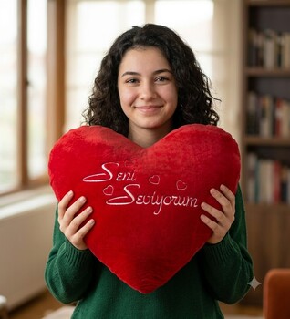 Kalp Peluş 20 cm. I Love You Baskılı - Thumbnail