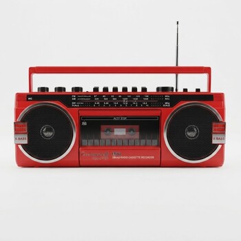CROWNWELL - Crownwell Kırmızı Bluetooth Destekli Nostaljik Kaset Çalar ve Taşınabilir Radyo