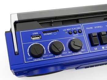 Crownwell Mavi Bluetooth Destekli Nostaljik Kaset Çalar ve Taşınabilir Radyo - Thumbnail