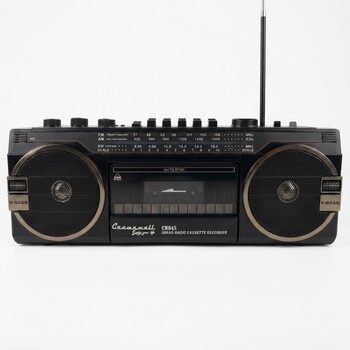 CROWNWELL - Crownwell Siyah Bluetooth Destekli Nostaljik Kaset Çalar ve Taşınabilir Radyo