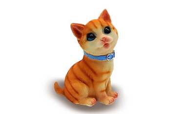  - Dekoratif Mavi Tasma Detaylı Kedi Biblo