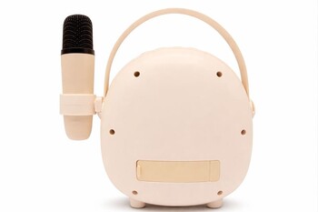 CROWNWELL - Çocuklara Özel Retro Tasarımlı Bluetooth Karaoke Mikrofon ve Ahşap Tripodlu – Beyaz (1)