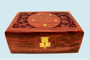  - El Oyma Yaprak Motifli Ahşap Takı Kutusu (1)