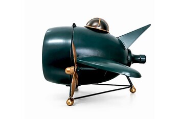 Retro Uçak Tasarımlı Dekoratif Masa Saati - Thumbnail