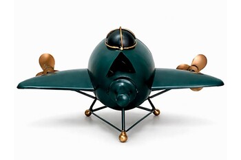 Retro Uçak Tasarımlı Dekoratif Masa Saati - Thumbnail