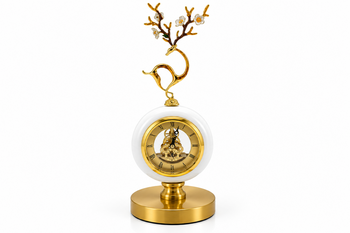 Antiq Design - Metal Kaideli Ceylan Detaylı Taşlı Yuvarlak Saat