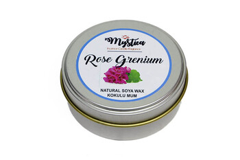 Soya Wax Mum Kokulu Tenekede Rose Grenium - Thumbnail