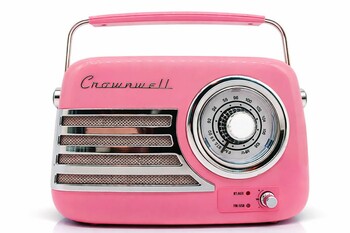CROWNWELL - Retro Tasarımlı Bluetooth FM Radyo Pembe